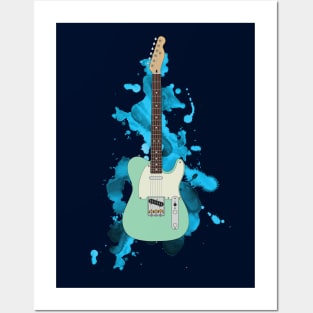 T-Style Electric Guitar Surf Green Color Posters and Art